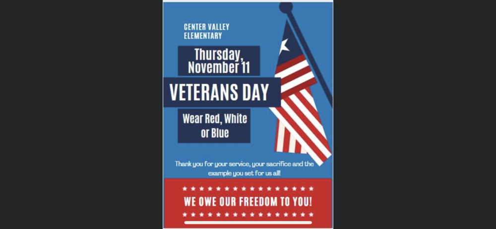 Veterans Day is Nov. 11 - Wear Red, White, & Blue!