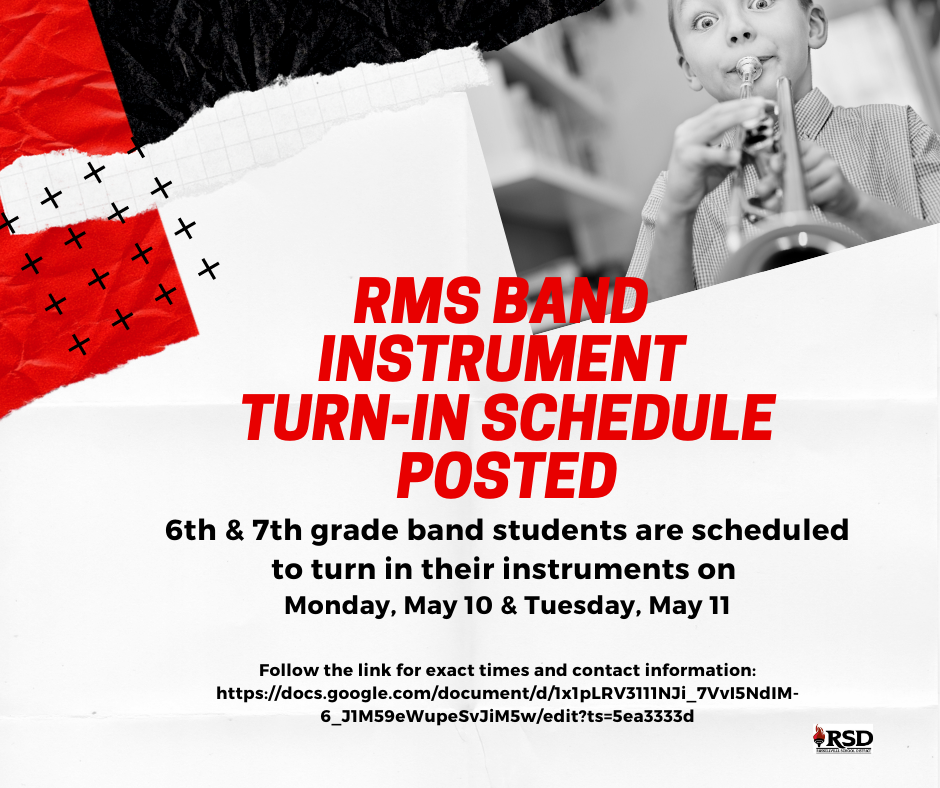 RMS Band Instrument Turn-In Schedule now posted