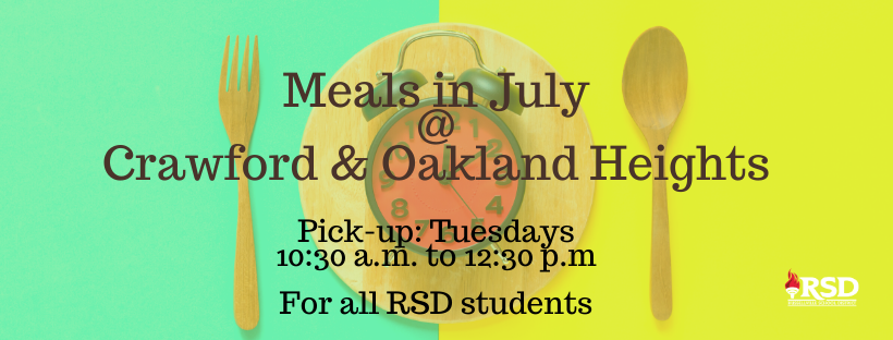 ATTENTION RSD FAMILIES: Information for  Meal Distribution in July- 