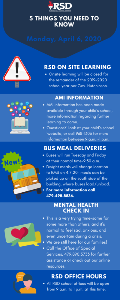 From the Superintendent's Office-5 things to know for Monday, April 6, 2020