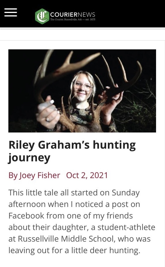 Riley Graham’s hunting story, by Coach Joey Fisher