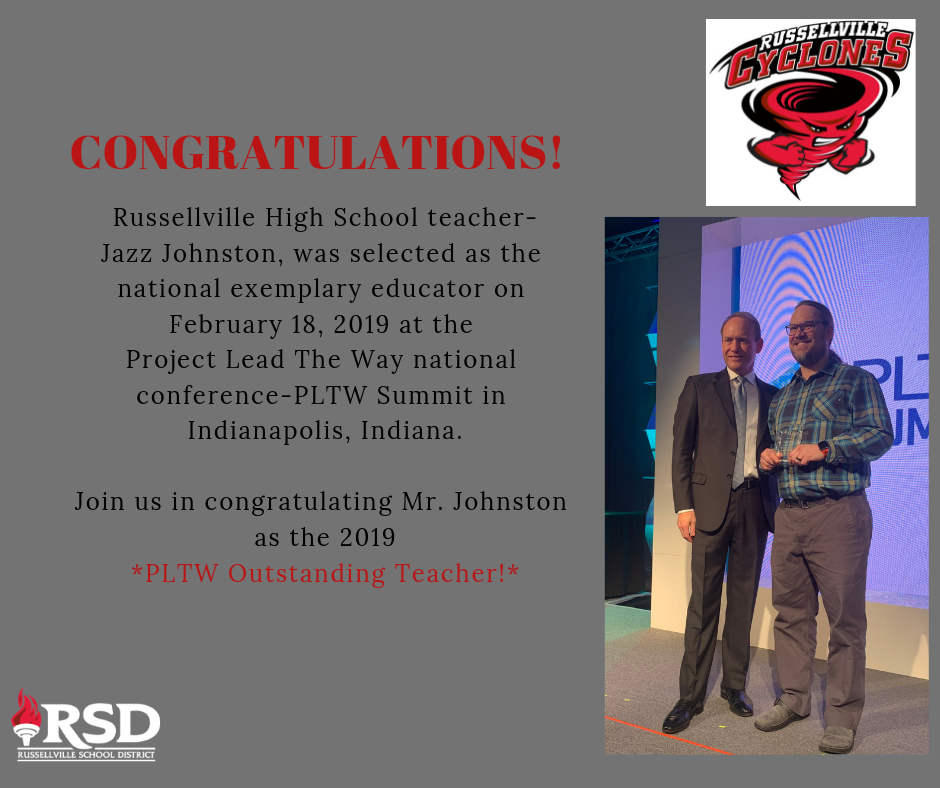 Johnston accepts PLTW award