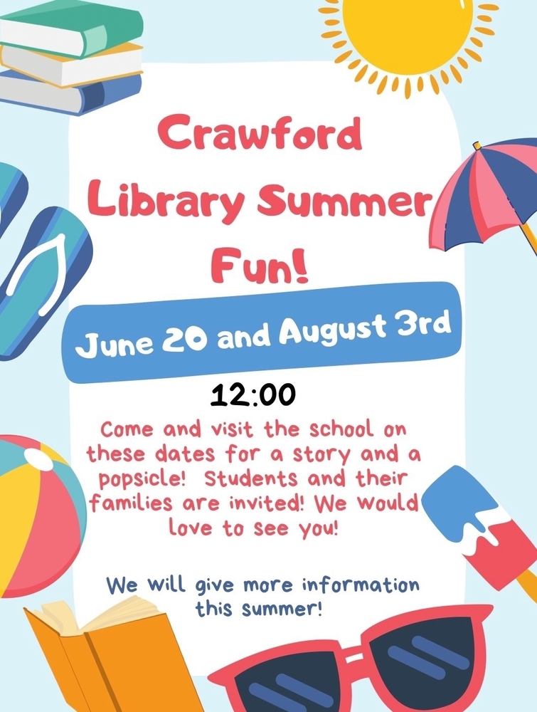 Library Summer Fun June 20th and August 3rd @12pm 