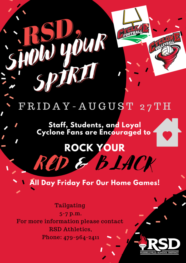 cyclone spirit day wear your red and black