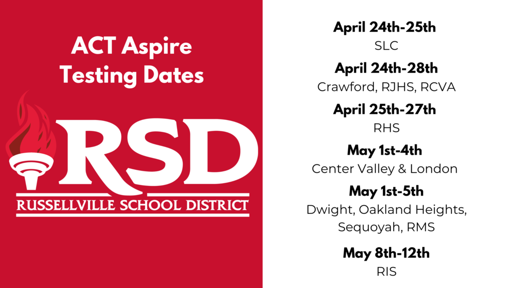 ACT Aspire Testing Dates Russellville School District