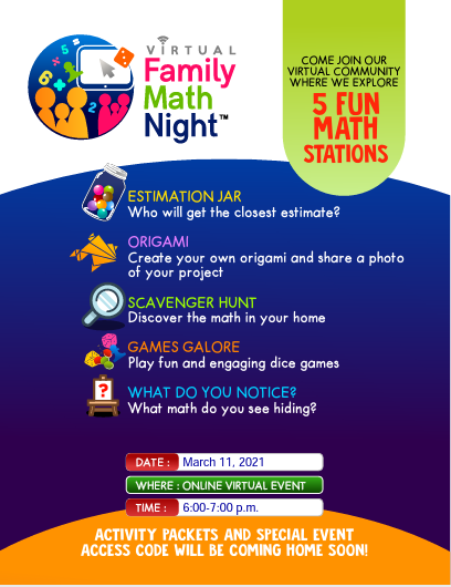 Virtual Math Night Flyer