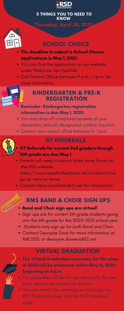 5 things to know from the Superintendent's Office from Thursday, April 30, 2020-