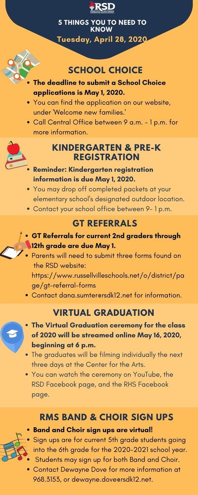 5 things to know from the Superintendent's Office from Tuesday, April 28, 2020
