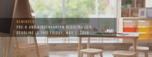 Pre-K and Kindergarten registration deadline May 1, 2020