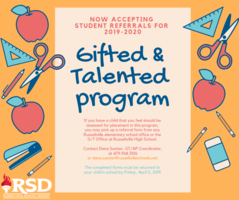 RSD is accepting student referrals for Gifted and Talented program