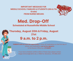RMS Med Drop-Off Scheduled for 8.20 & 8.21