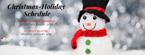 Christmas holiday schedule for RSD students