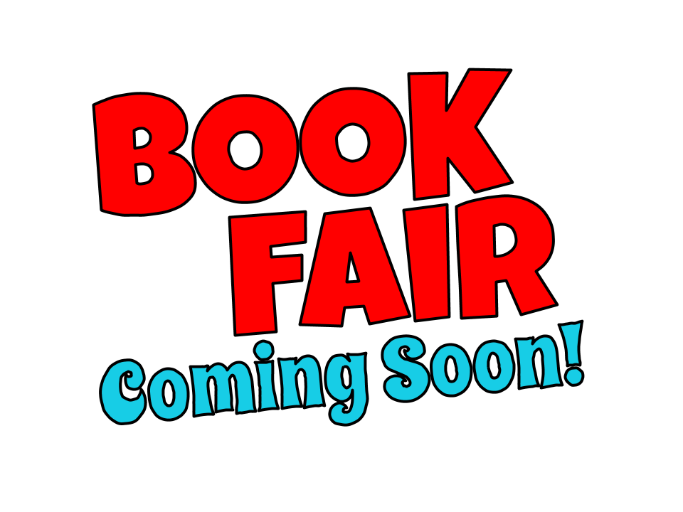 Red and Blue letters that read Book Fair Coming Soon