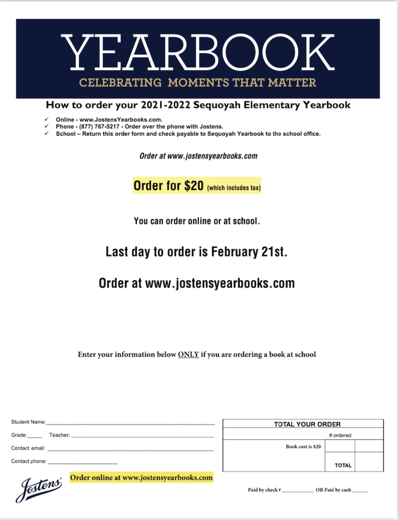 yearbook order form
