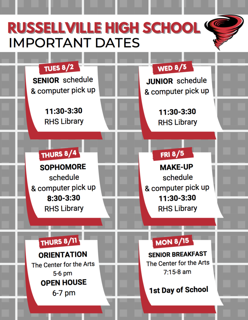 Russellville High School Important Dates