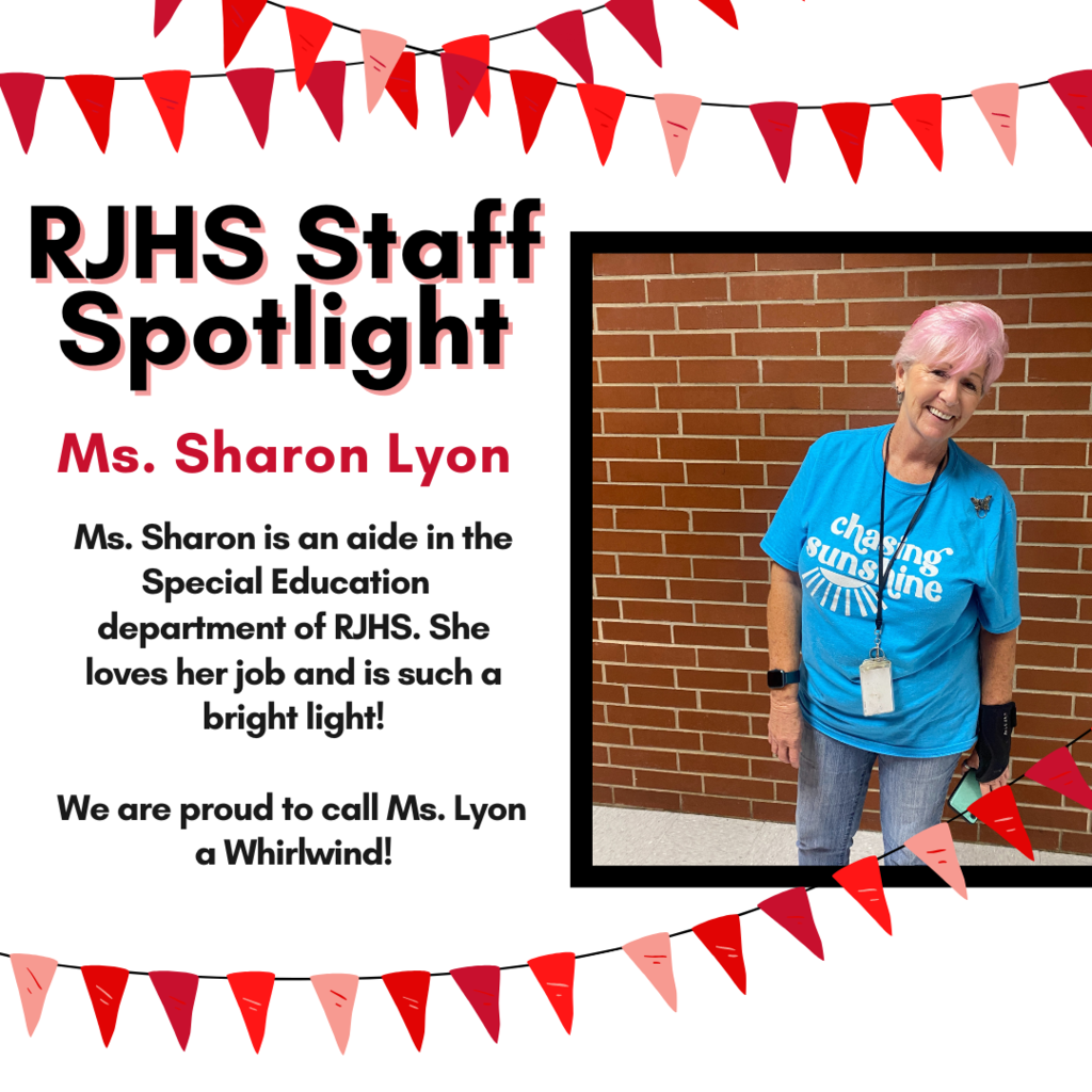 white background with red flags and black font with picture of staff member on right side